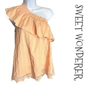 Women’s Sweet Wanderer Peach Large One Shoulder Top Size M